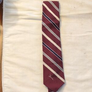 Damo Burgundy Diagonal Stripe Tie with Cream and Navy Accents